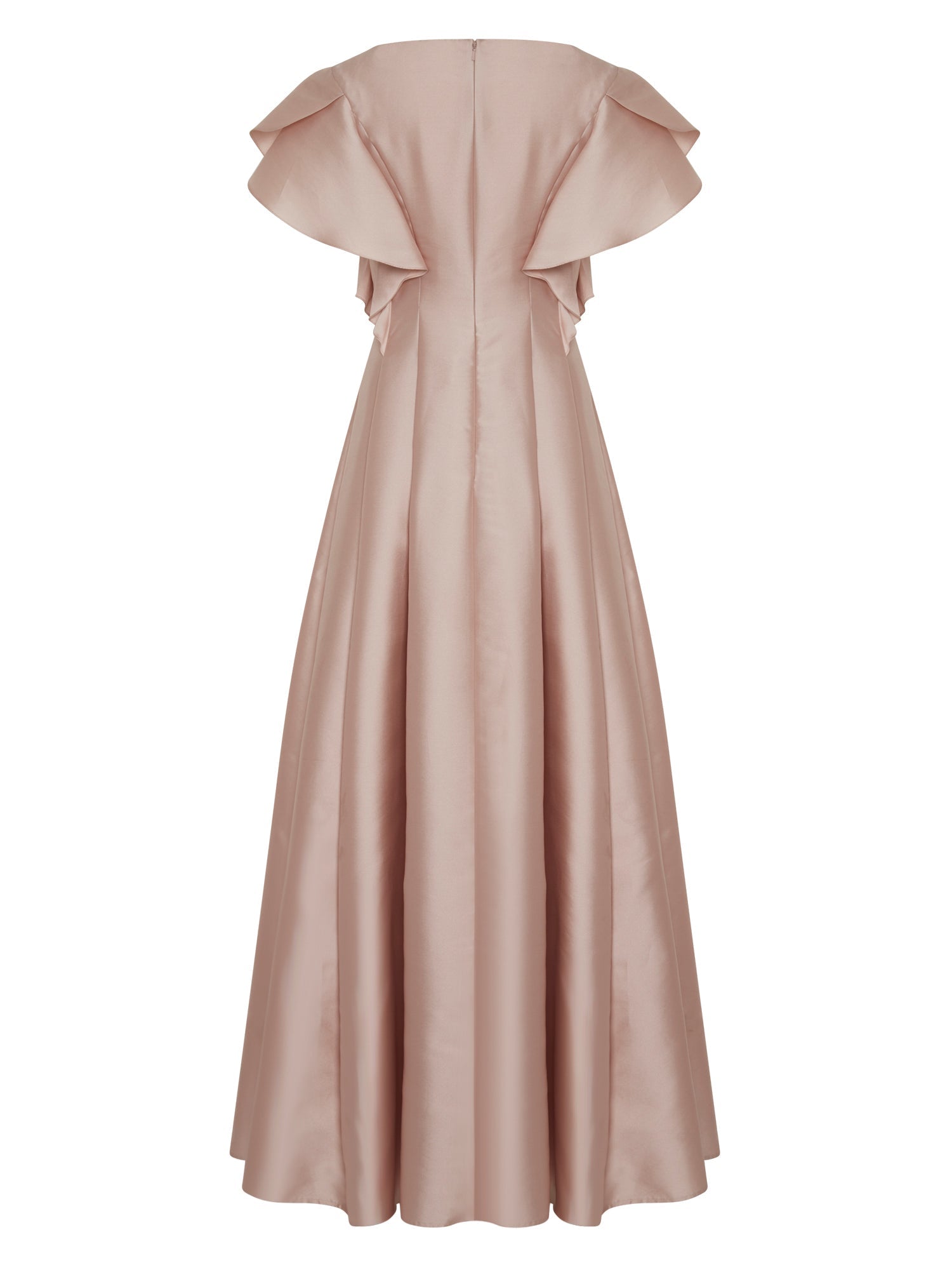 Robe mi-longue A.Ferretti épaules volantés - Rose