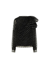 Blouse A.Ferretti détail volanté en lurex - Noir