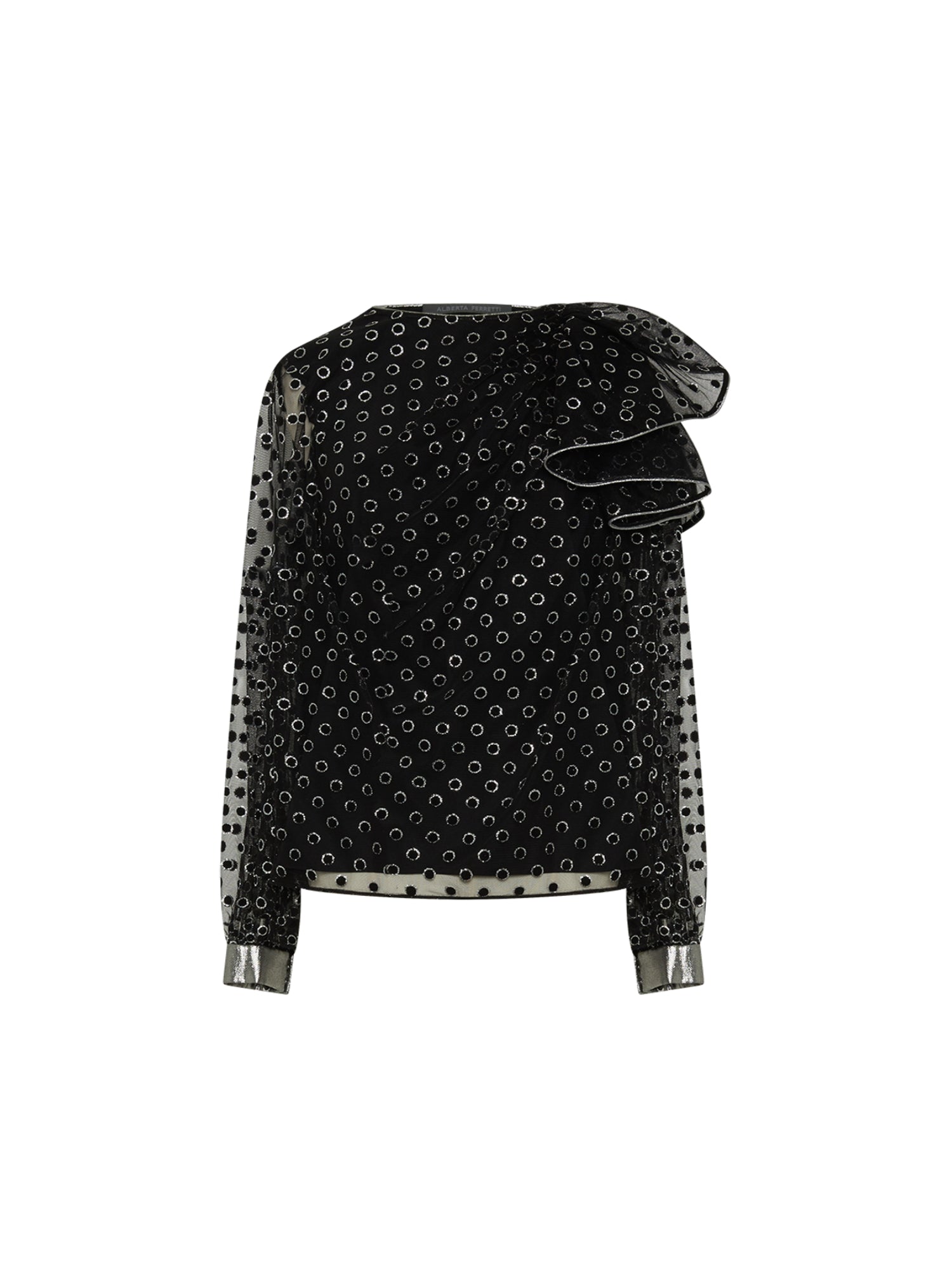 Blouse A.Ferretti détail volanté en lurex - Noir