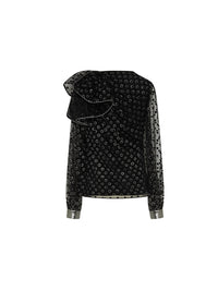 Blouse A.Ferretti détail volanté en lurex - Noir