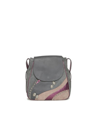 Sac bandoulière A.Ferretti détails strass en cuir - Gris