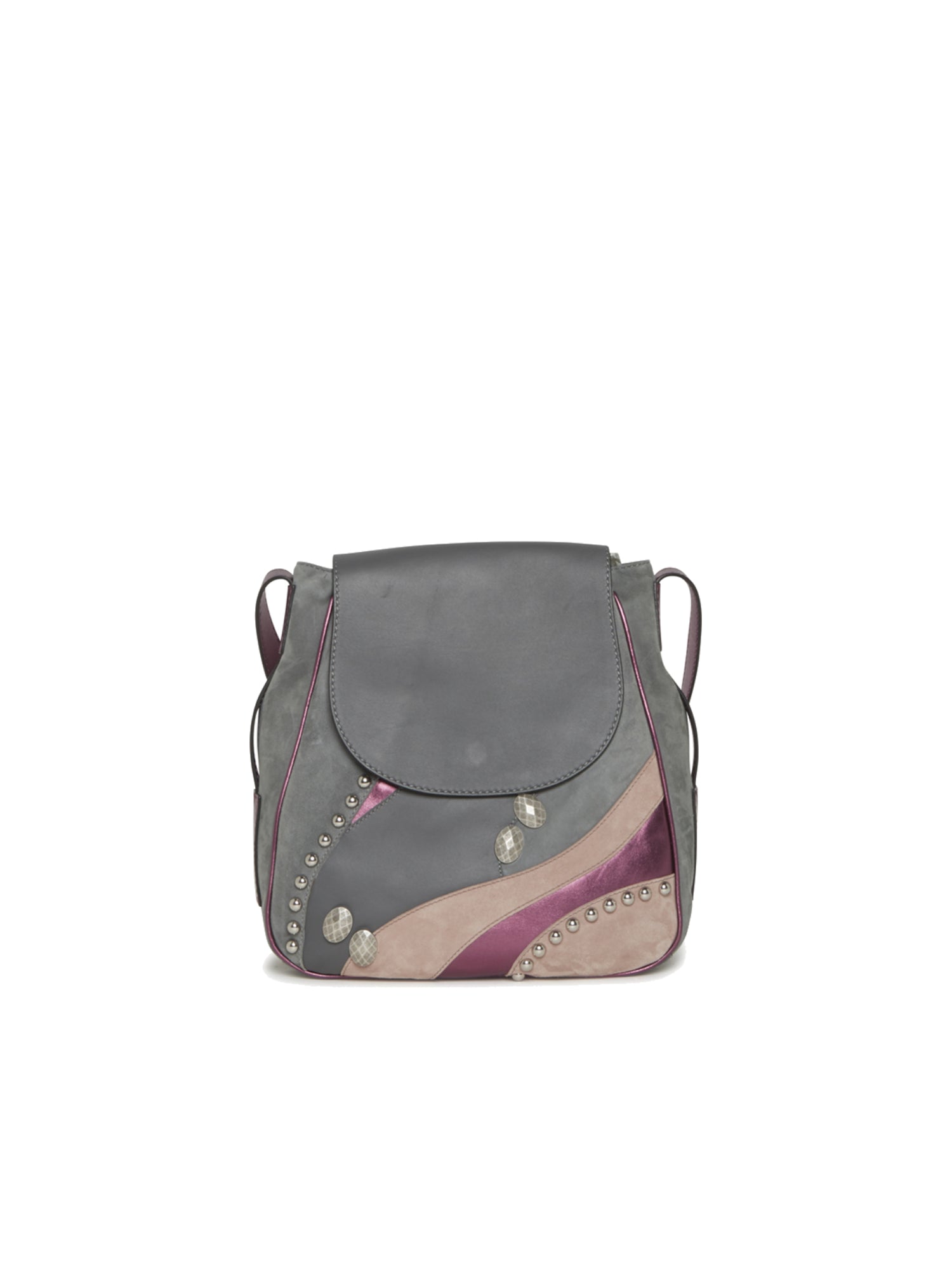 Sac bandoulière A.Ferretti détails strass en cuir - Gris