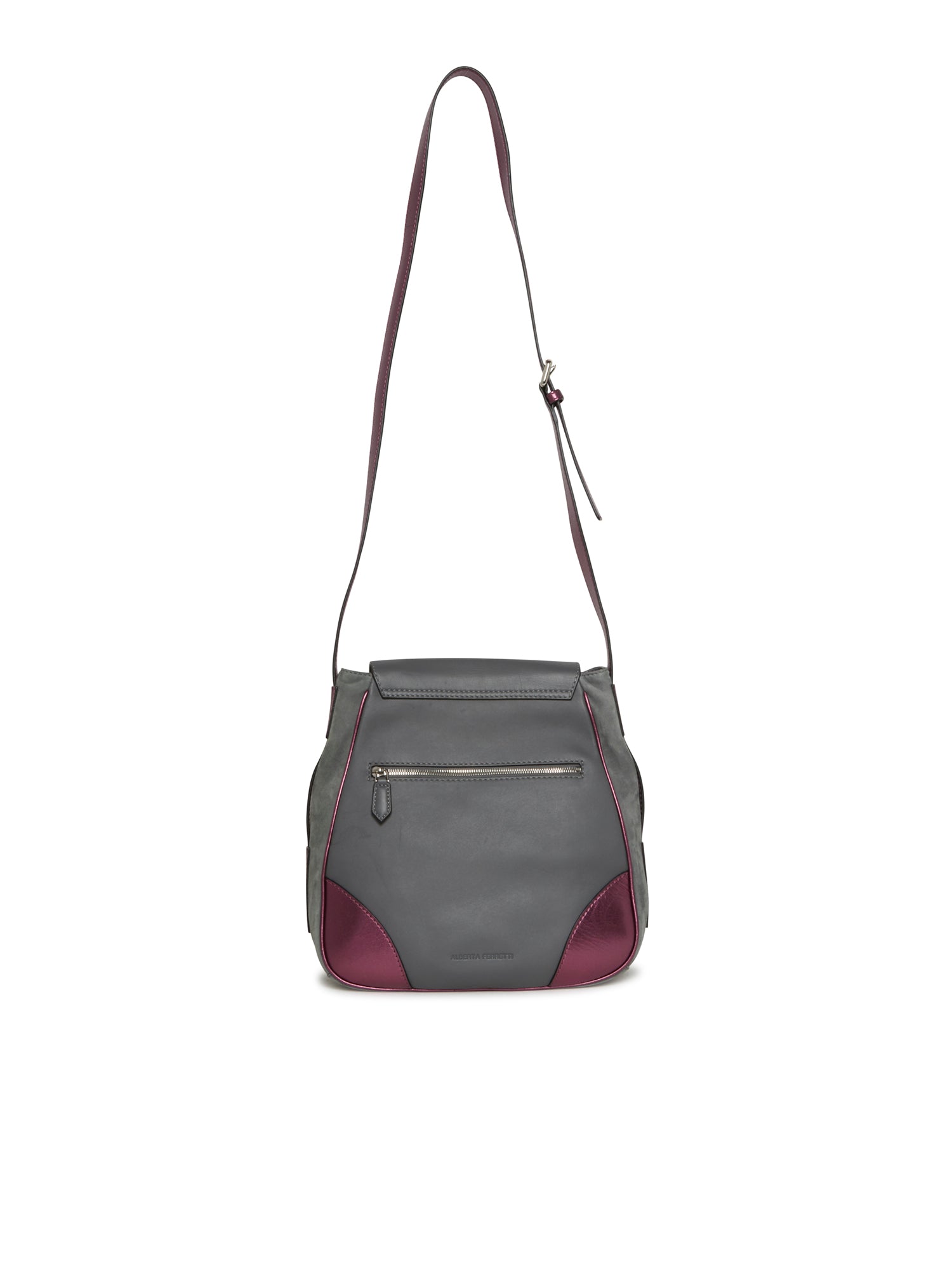 Sac bandoulière A.Ferretti détails strass en cuir - Gris