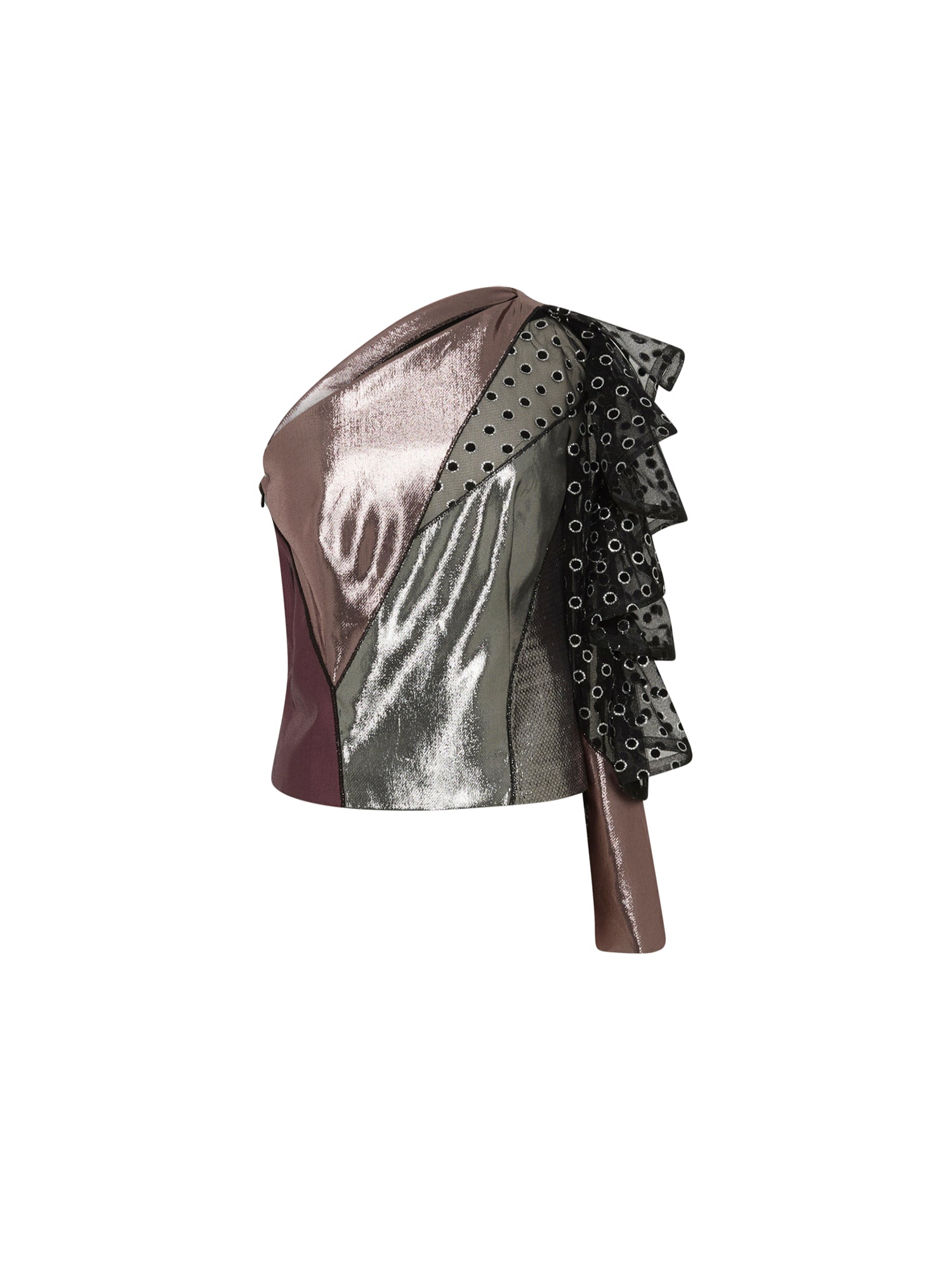 Top asymétrique A.Ferretti scintillant en soie - Noir