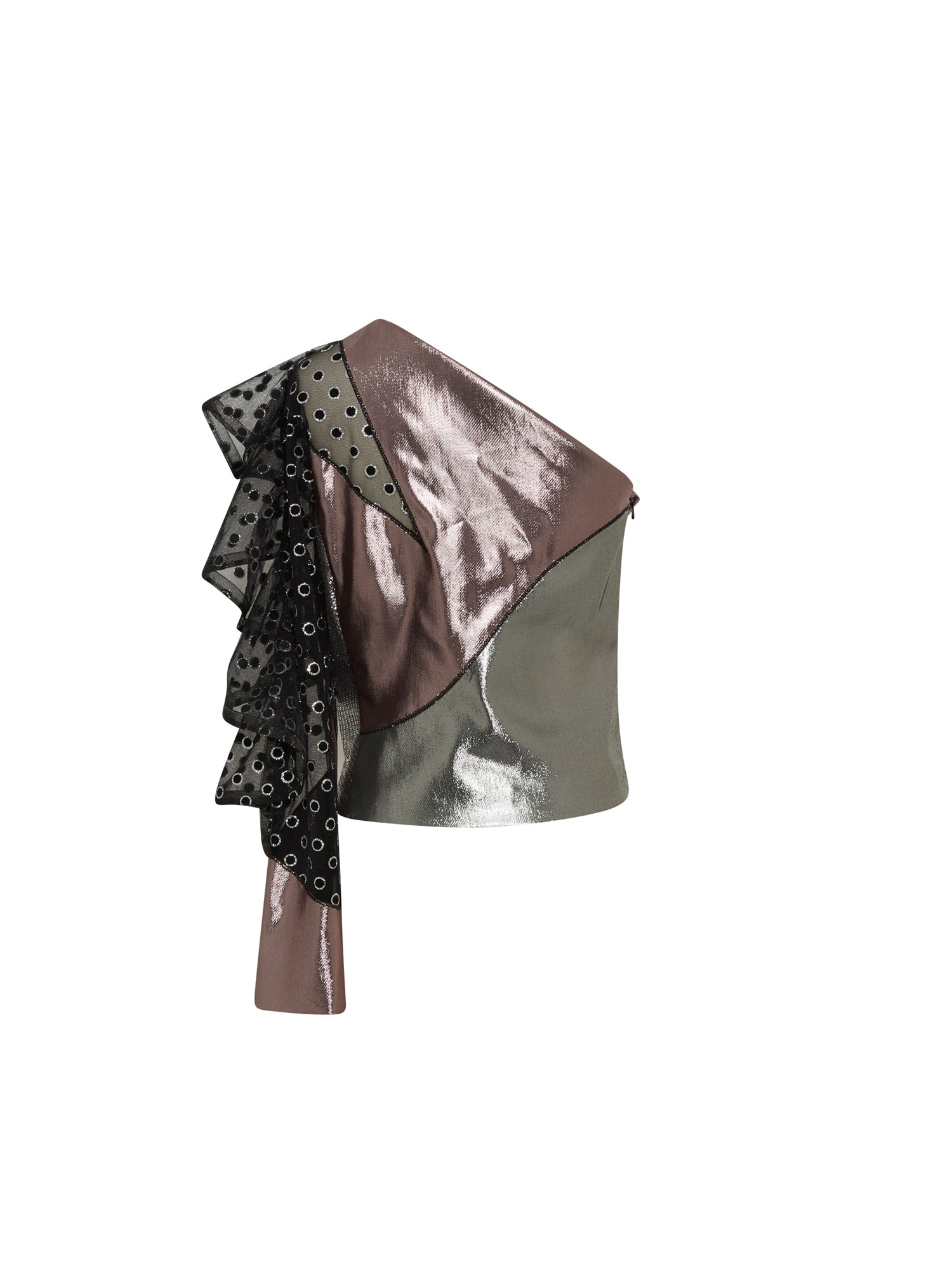 Top asymétrique A.Ferretti scintillant en soie - Noir