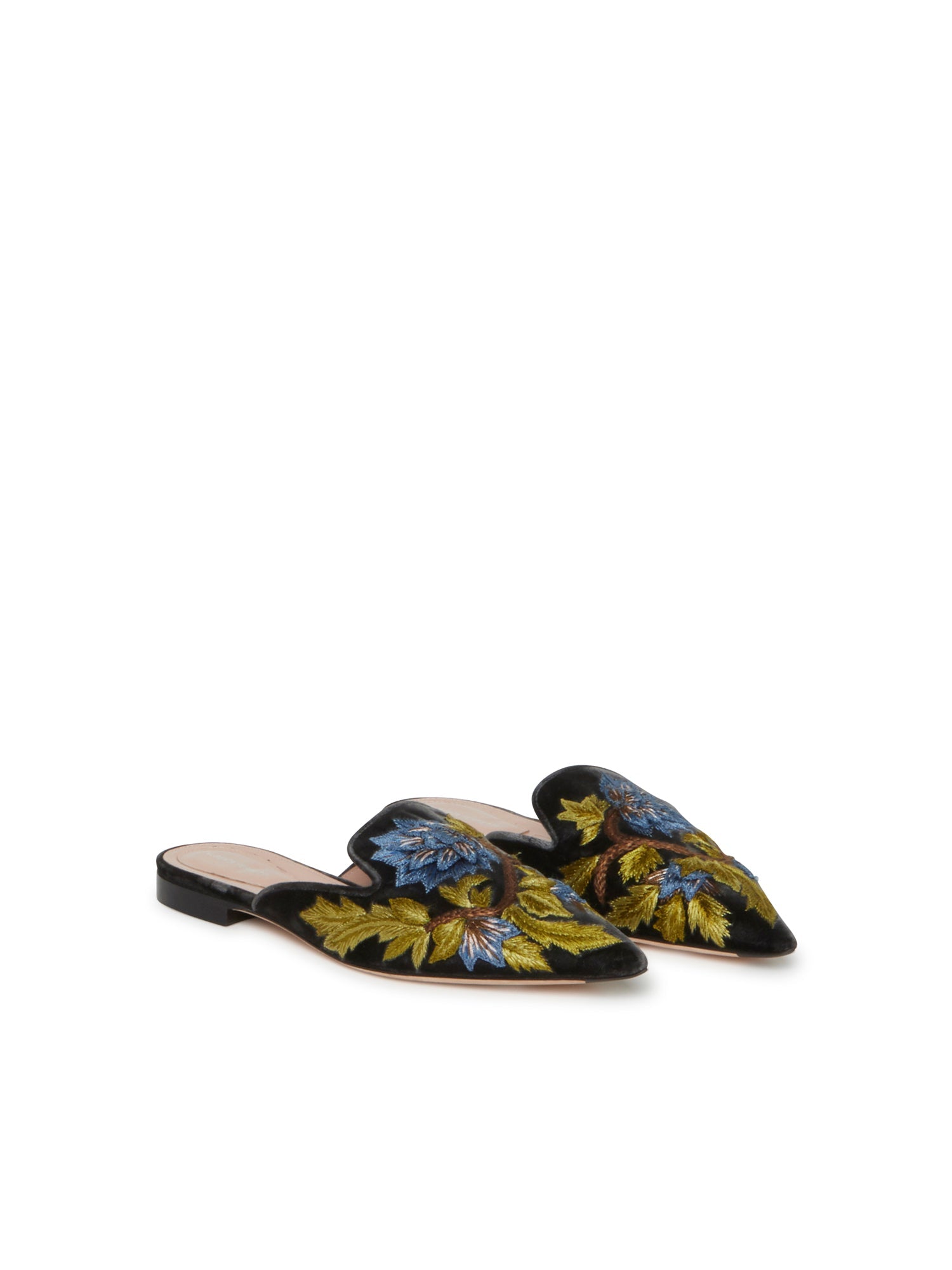 Mules A.Ferretti brodées en velours - Multicolore