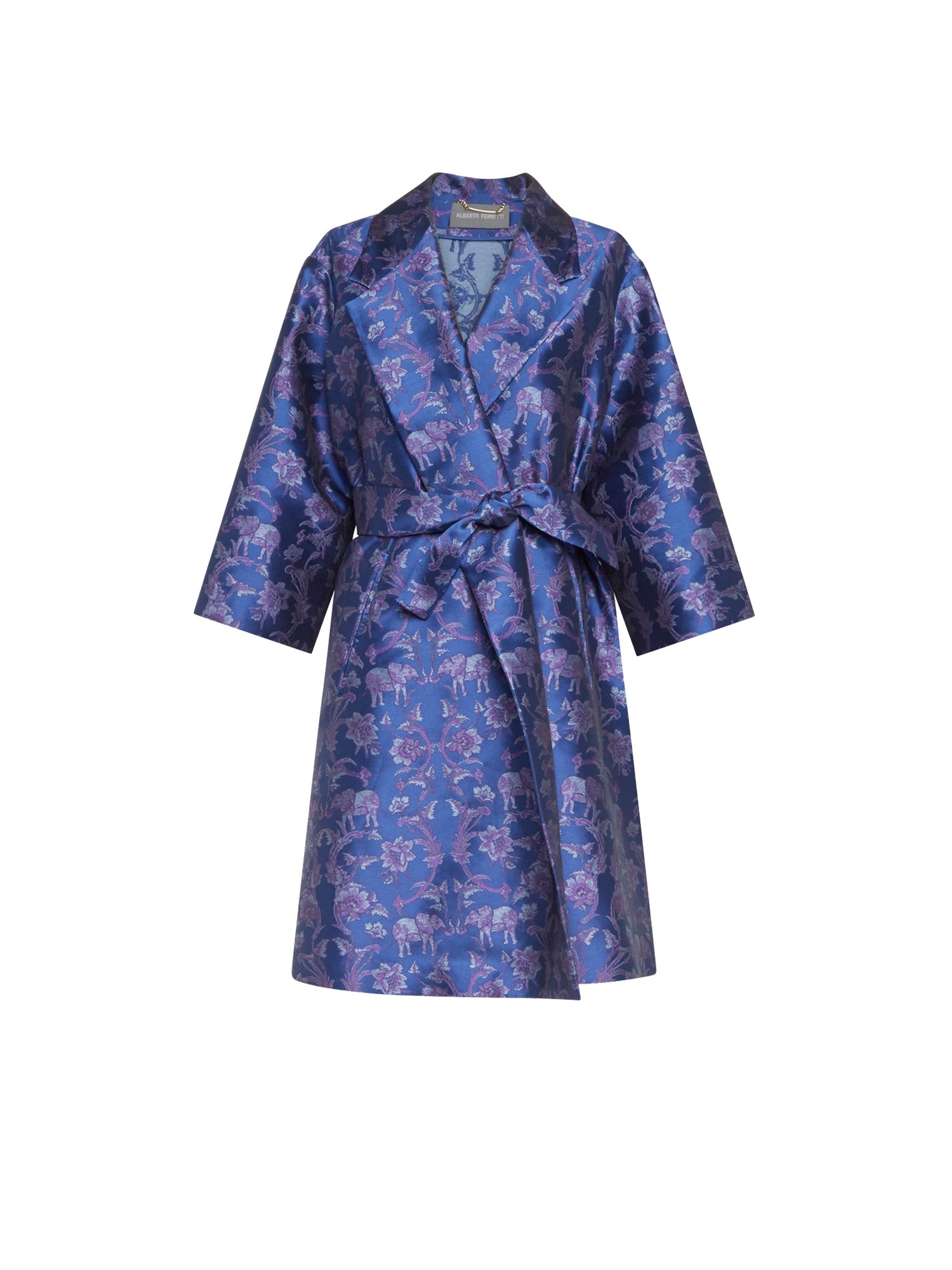 Manteau A.Ferretti imprimé noué à la taille - Bleu