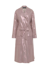 Trench long A.Ferretti scintillant en soie - Rose
