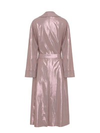 Trench long A.Ferretti scintillant en soie - Rose