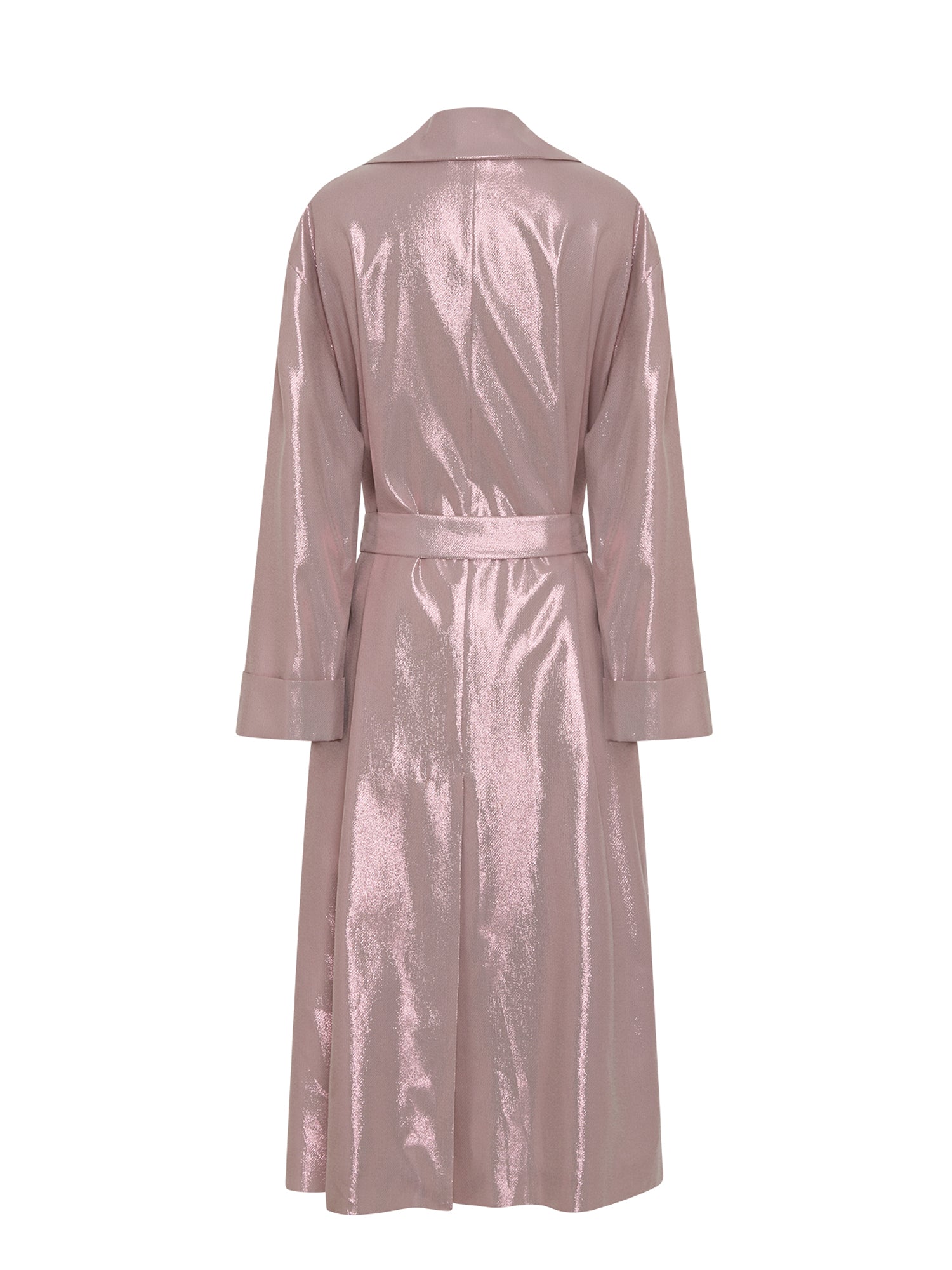 Trench long A.Ferretti scintillant en soie - Rose