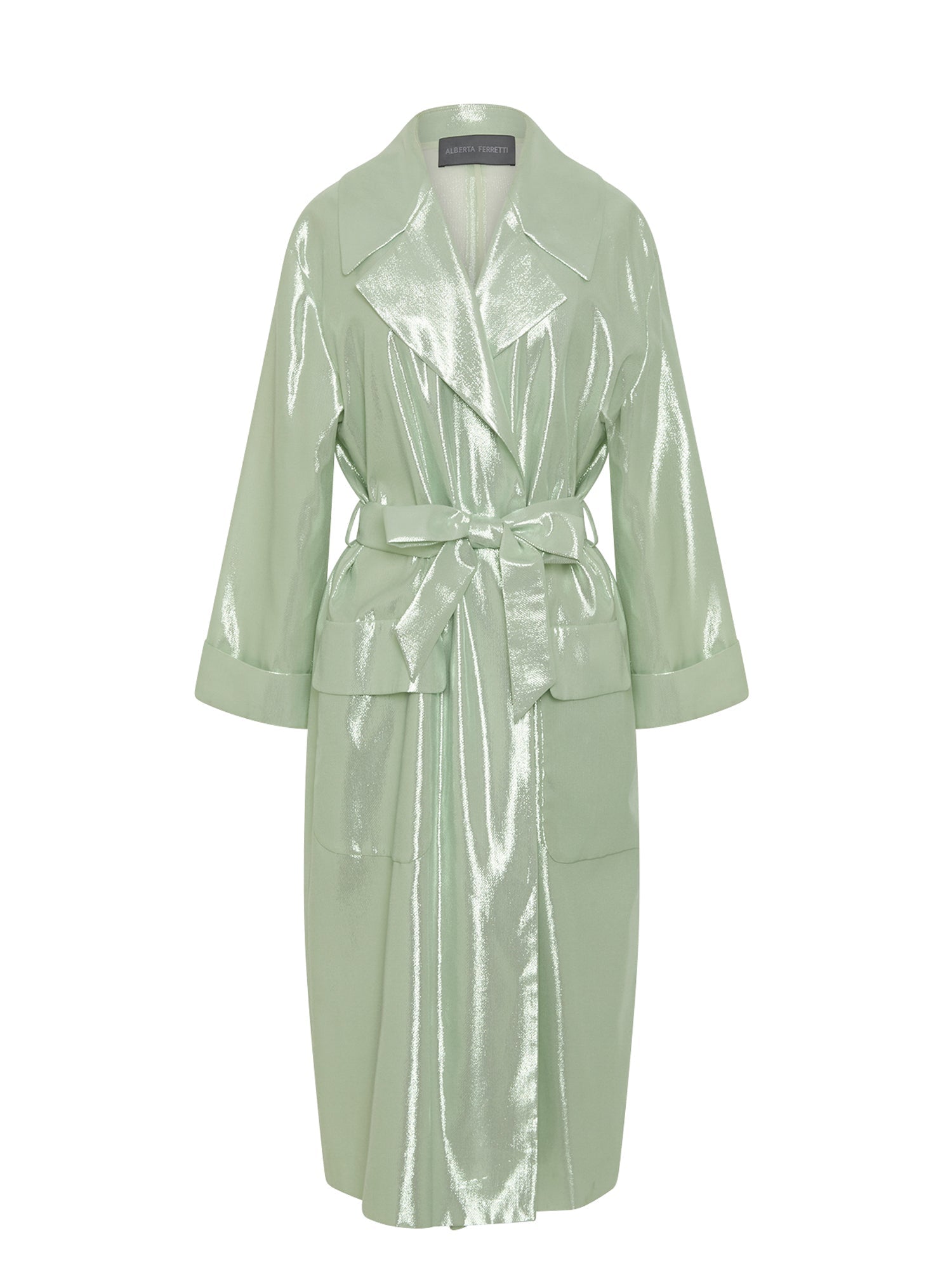 Trench long A.Ferretti scintillant en soie - Vert