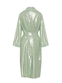 Trench long A.Ferretti scintillant en soie - Vert
