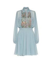 Robe courte A.Ferretti plastron brodé - Bleu