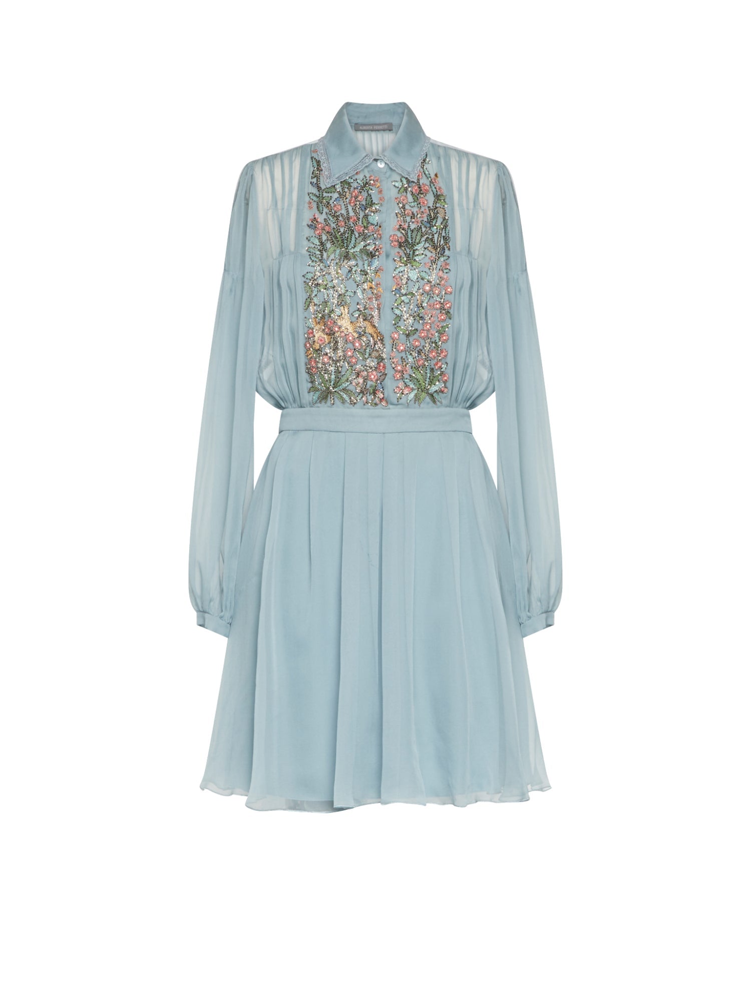 Robe courte A.Ferretti plastron brodé - Bleu