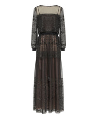 Robe longue A.Ferretti empiècement en macramé - Noir