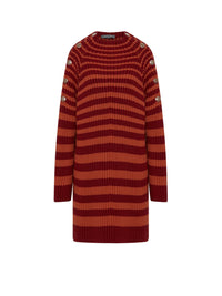 Robe A.Ferretti en laine rayé - Rouge