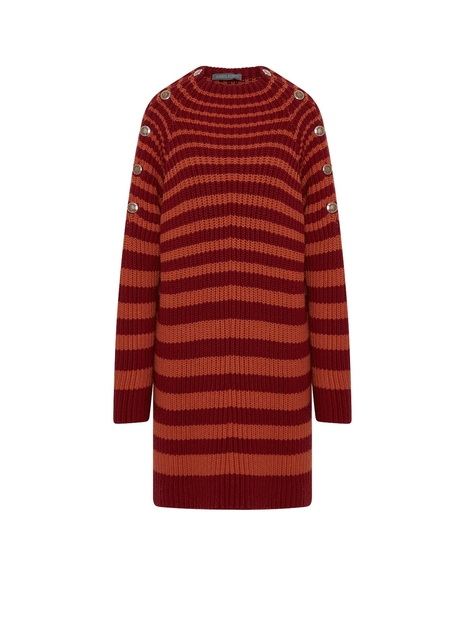 Robe A.Ferretti en laine rayé - Rouge
