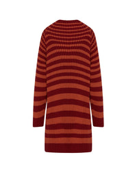 Robe A.Ferretti en laine rayé - Rouge