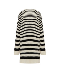 Robe A.Ferretti en laine rayé - Noir
