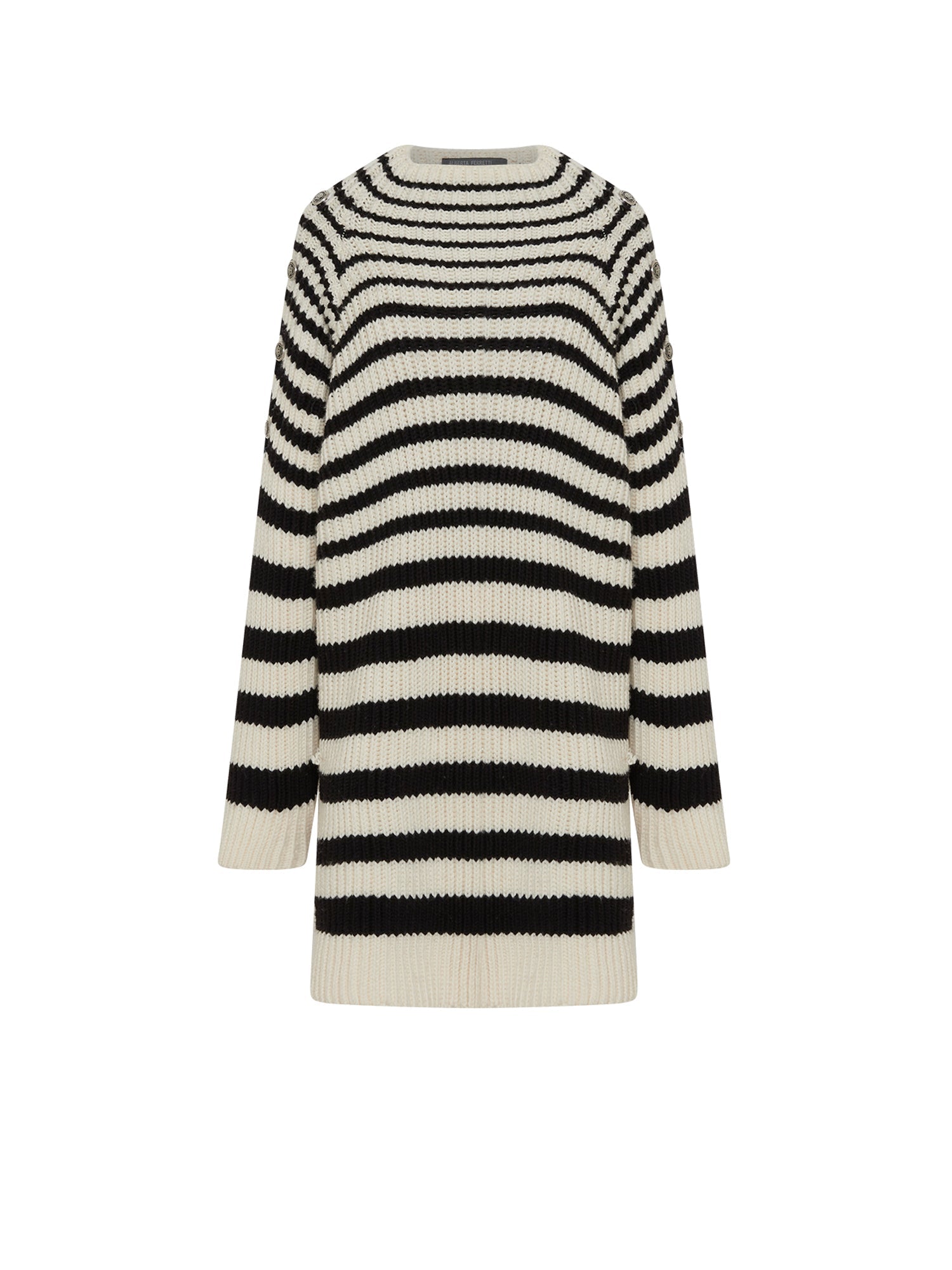 Robe A.Ferretti en laine rayé - Noir
