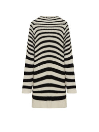 Robe A.Ferretti en laine rayé - Noir