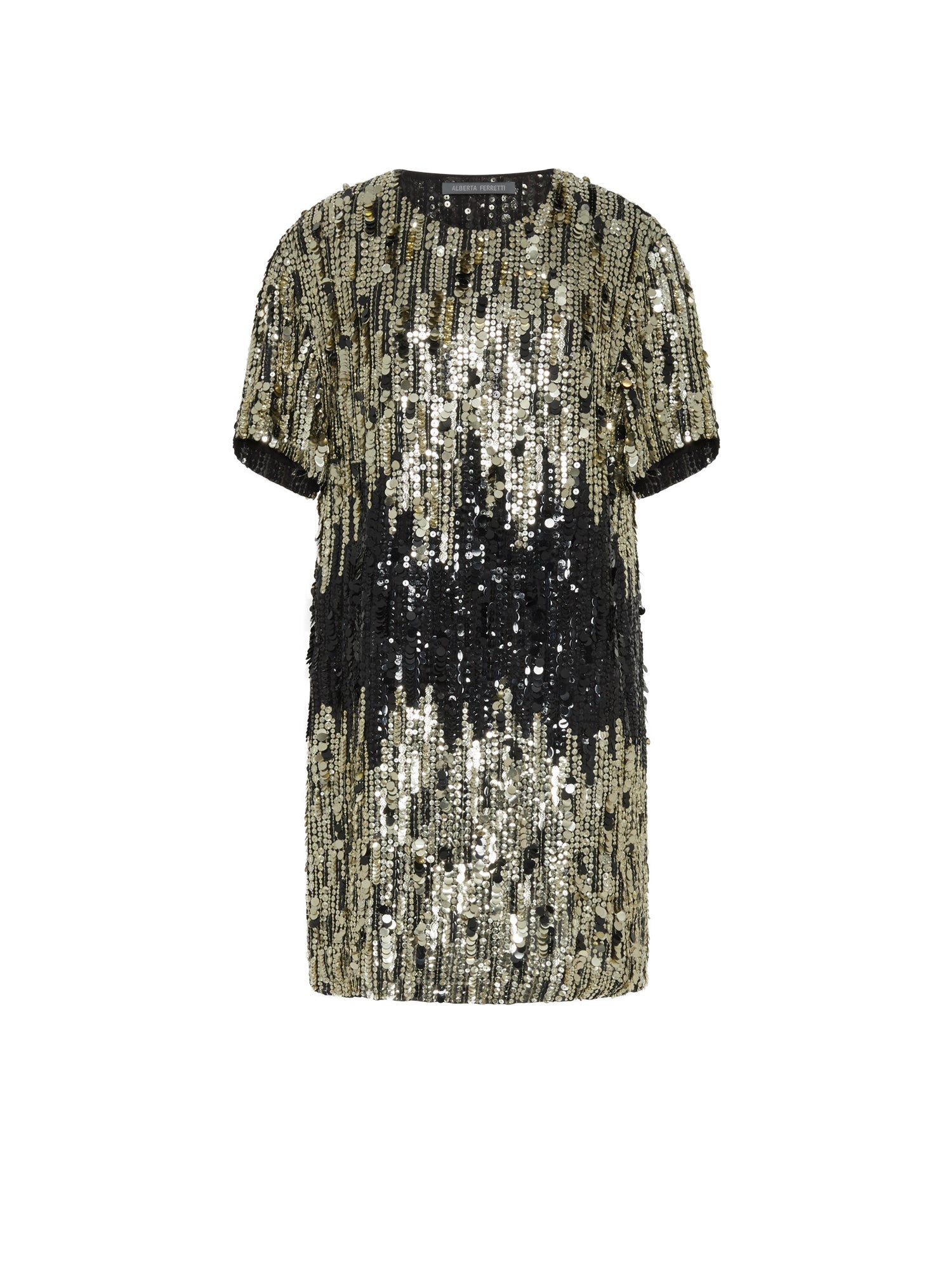 Robe droite A.Ferretti en sequins - Or