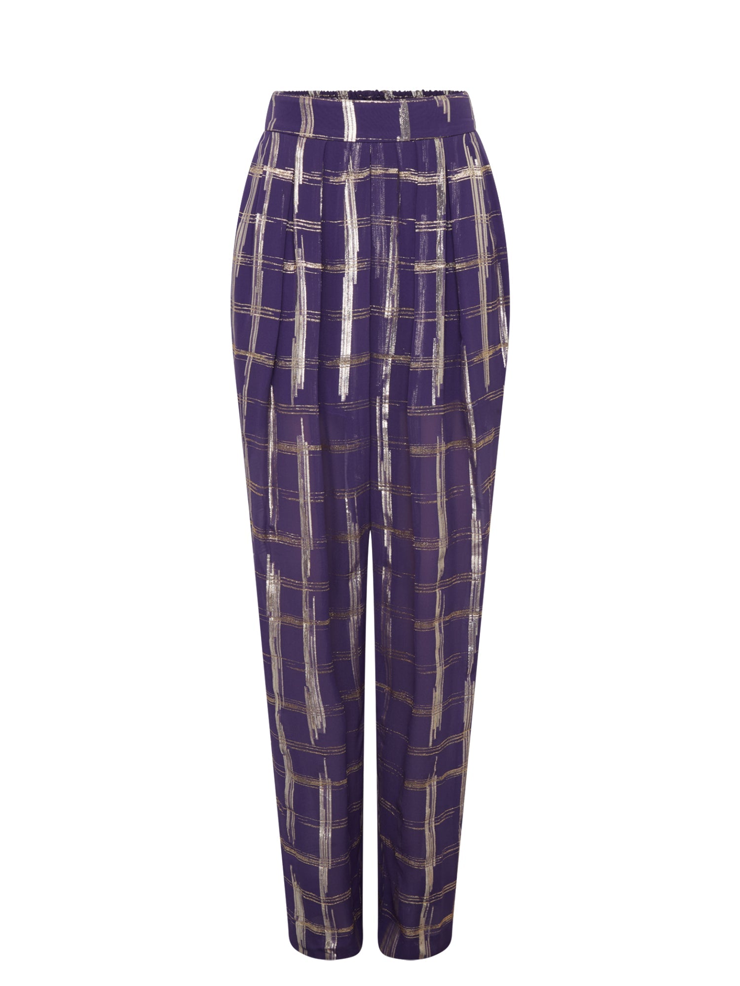 Pantalon A.Ferretti fluide détail lurex en soie - Violet