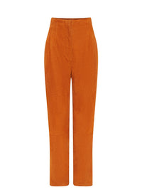 Pantalon A.Ferretti taille haute en daim - Marron