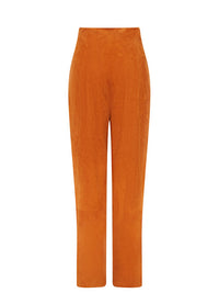 Pantalon A.Ferretti taille haute en daim - Marron