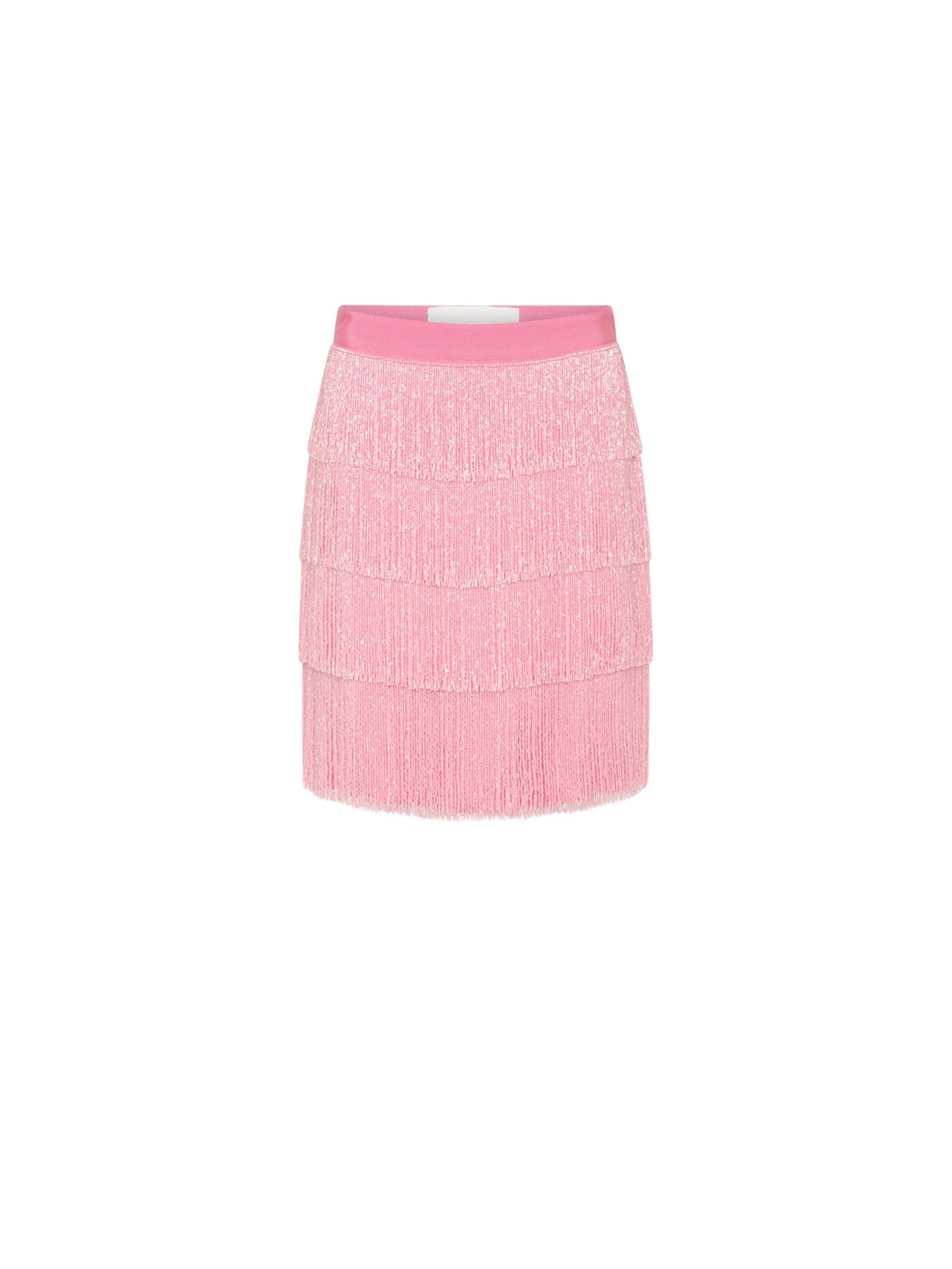 Jupe courte A.Ferretti à franges scintillantes - Rose