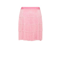 Jupe courte A.Ferretti à franges scintillantes - Rose