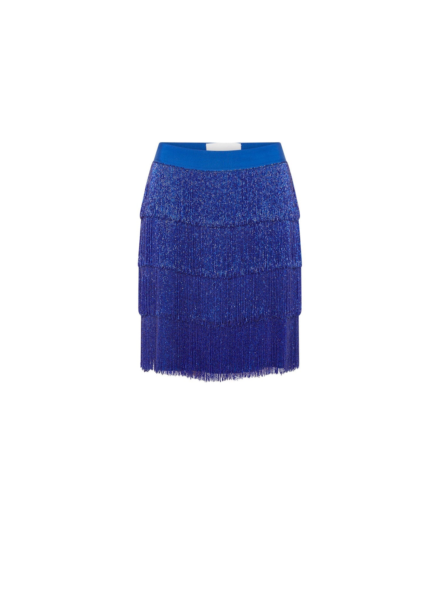 Jupe courte A.Ferretti à franges scintillantes - Bleu foncé