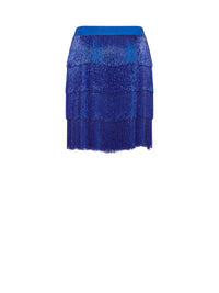 Jupe courte A.Ferretti à franges scintillantes - Bleu foncé