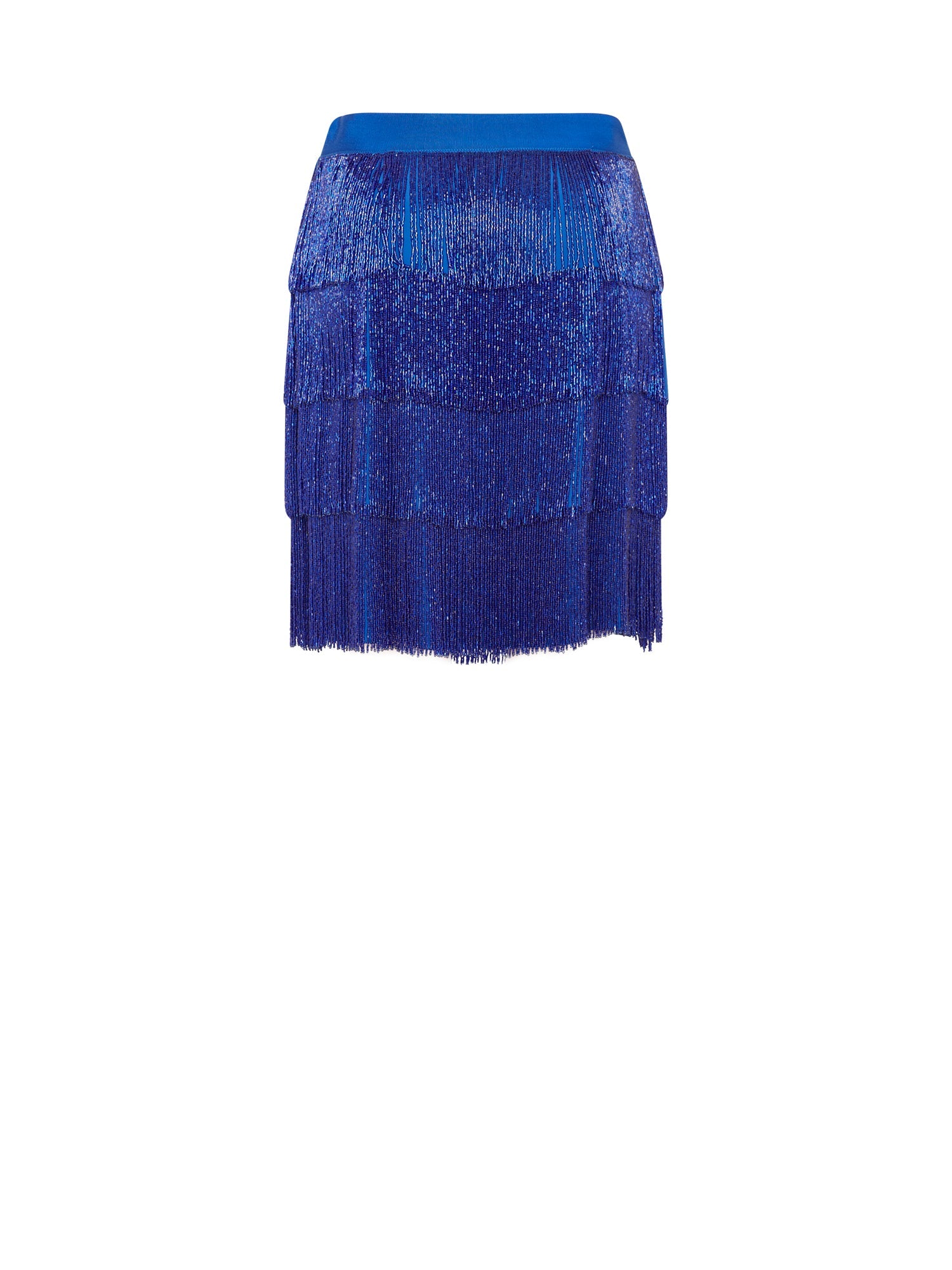 Jupe courte A.Ferretti à franges scintillantes - Bleu foncé