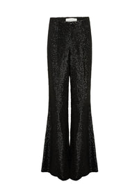Pantalon A.Ferretti évasé à strass en soie  - Noir