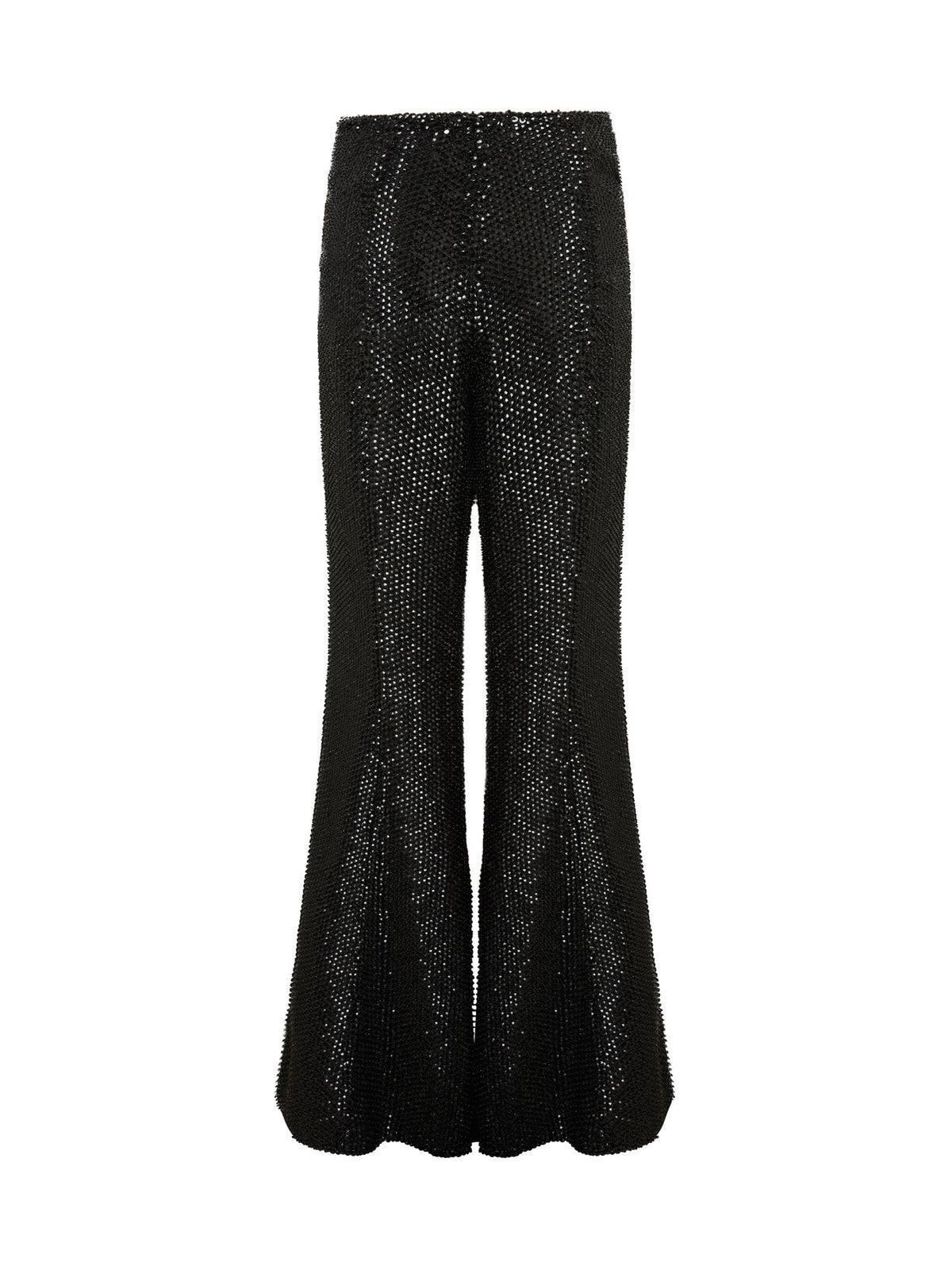 Pantalon A.Ferretti évasé à strass en soie  - Noir