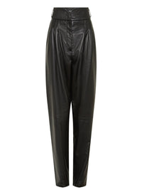 Pantalon A.Ferretti taille haute en cuir - Noir