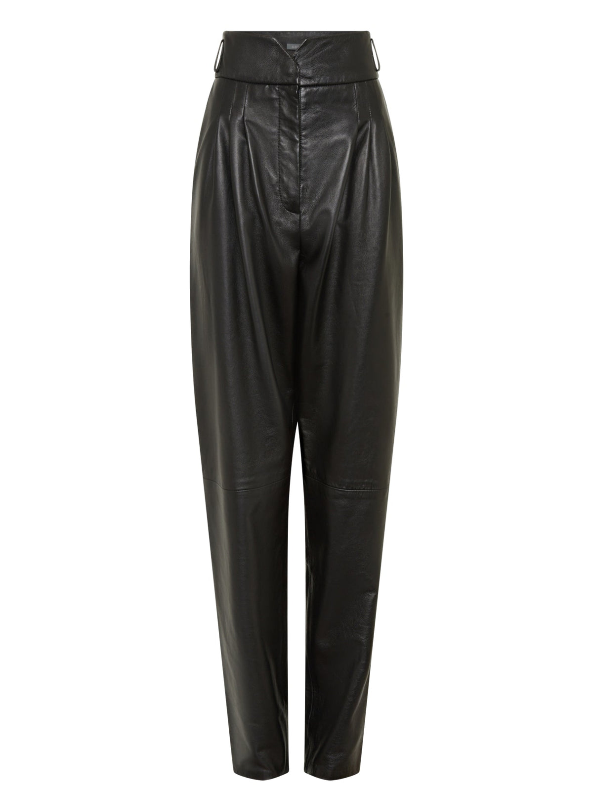 Pantalon A.Ferretti taille haute en cuir - Noir