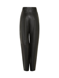 Pantalon A.Ferretti taille haute en cuir - Noir