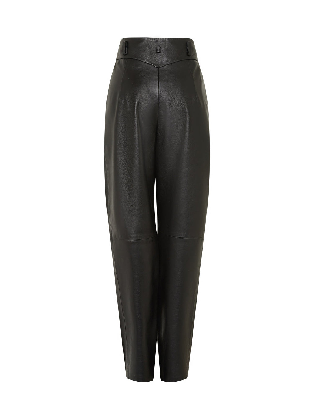 Pantalon A.Ferretti taille haute en cuir - Noir