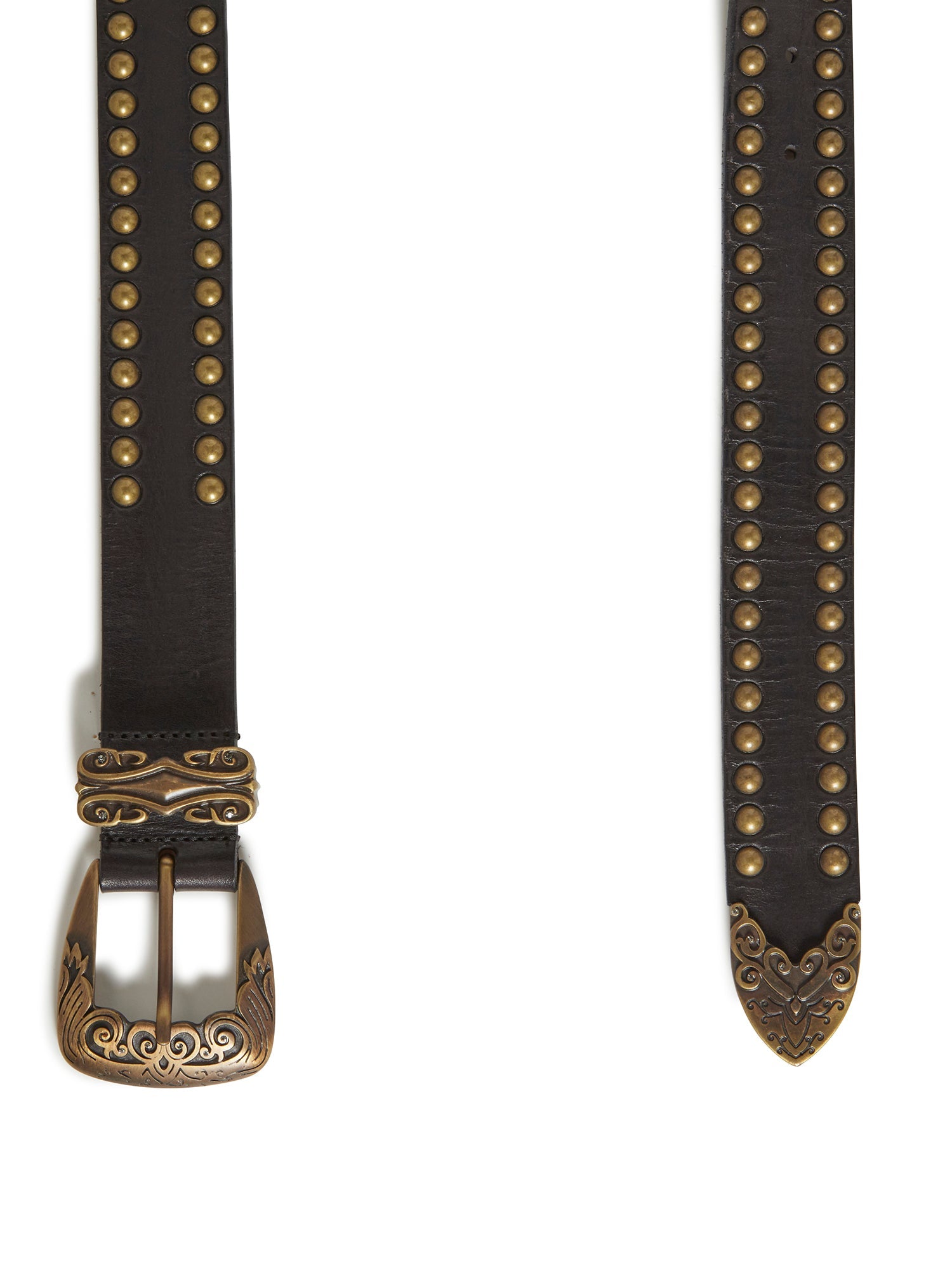 Ceinture A.Ferretti à clous en cuir - Marron
