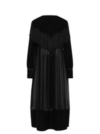 Robe mi-longue A.Ferretti jeu de tranprence en soie  - Noir