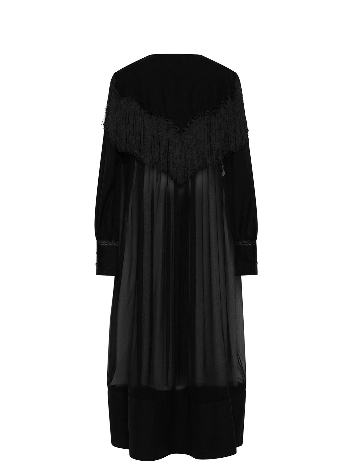 Robe mi-longue A.Ferretti jeu de tranprence en soie  - Noir