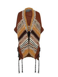 Cardigan poncho A.Ferretti en crochet - Marron