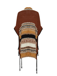 Cardigan poncho A.Ferretti en crochet - Marron