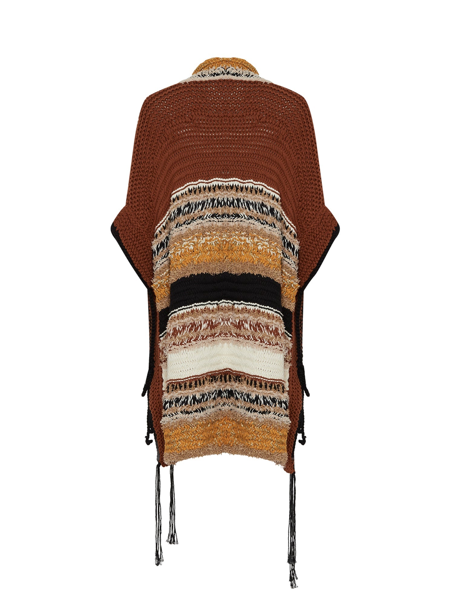 Cardigan poncho A.Ferretti en crochet - Marron
