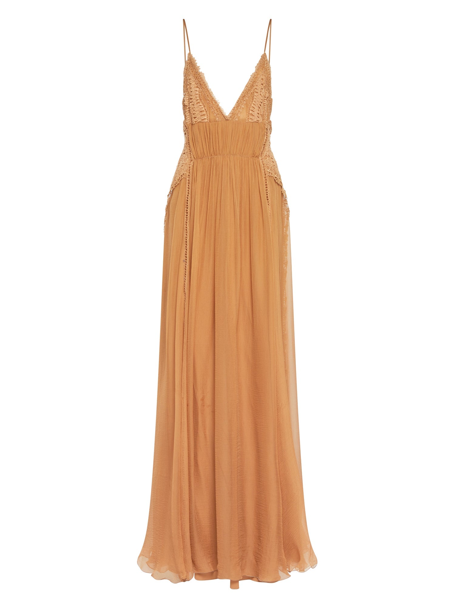 Robe longue A.Ferretti dos nu en soie  - Beige