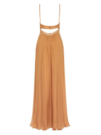 Robe longue A.Ferretti dos nu en soie  - Beige