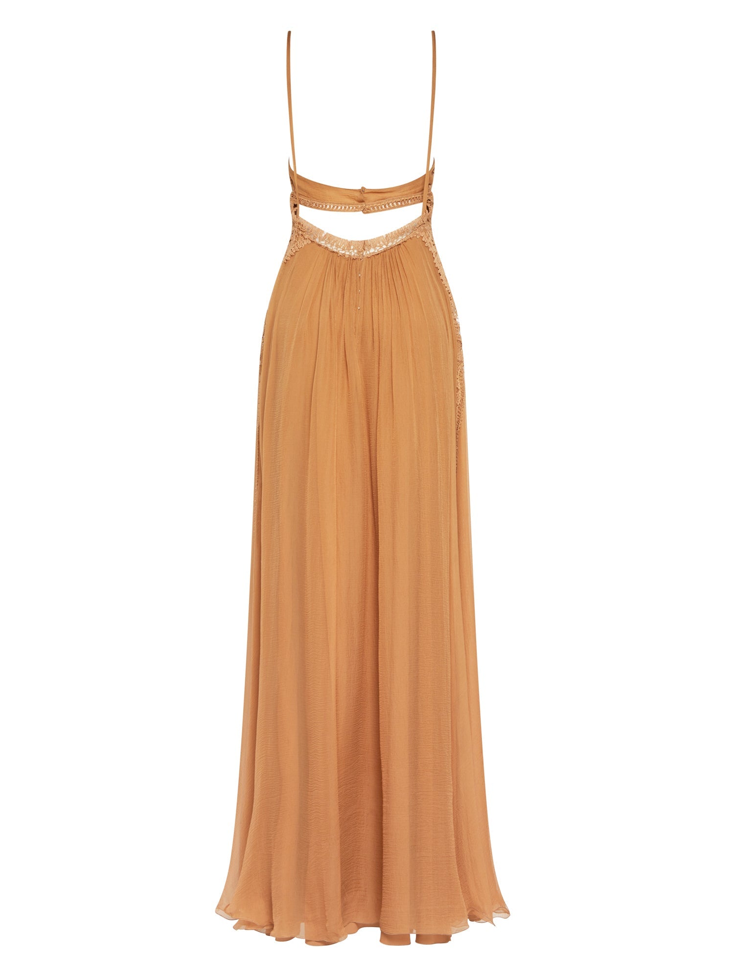Robe longue A.Ferretti dos nu en soie  - Beige