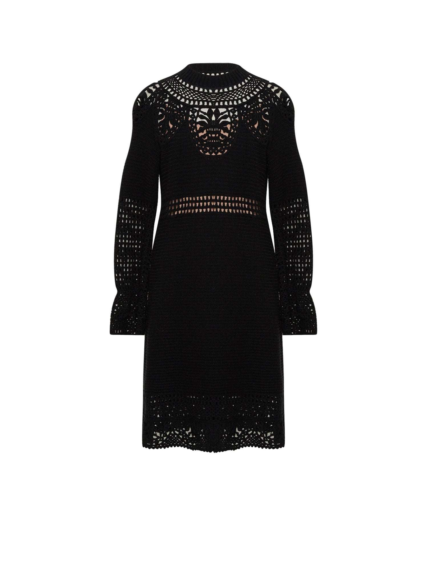 Robe courte A.Ferretti détails en macramé - Noir